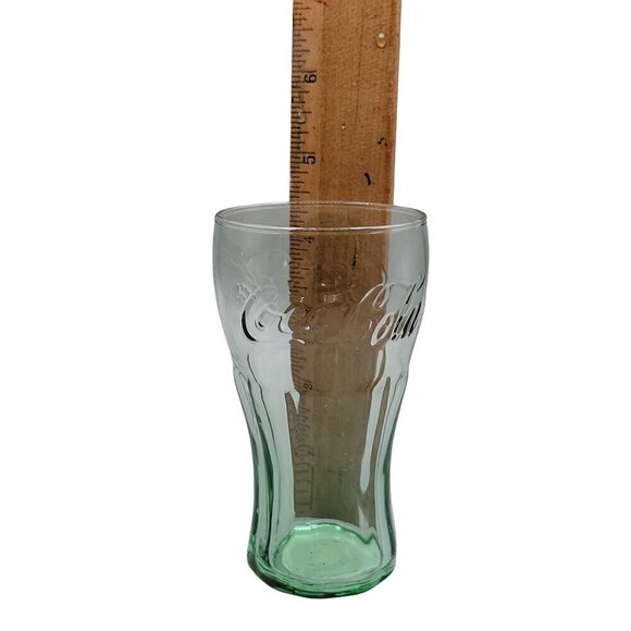 Coca Cola Vintage Green Drinking Glass Small 8 oz Coke Advertising Glassware 4.5 - Picture 5 of 5